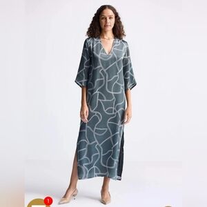 Reistor Maxi Dress with Side Slits in Abstract Stripes 2XL